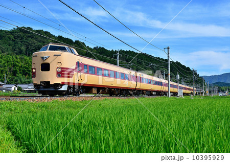 　鉄道　稲穂　田園　　山陰本線　京都口　千代川～八木　夏　381系　特急　JR西日本　国鉄 10395929
