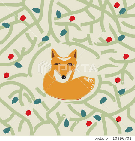 Illustration of a cute little fox in a forest 10396701