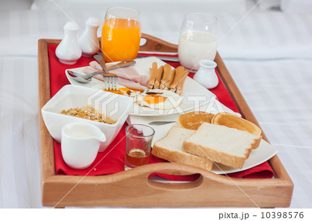 Breakfast on tray in bed 10398576