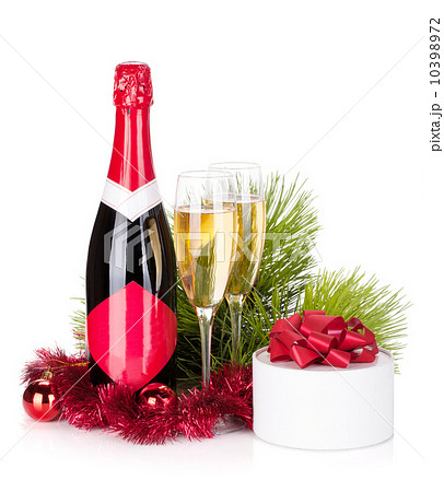 Champagne, christmas decor and gift 10398972