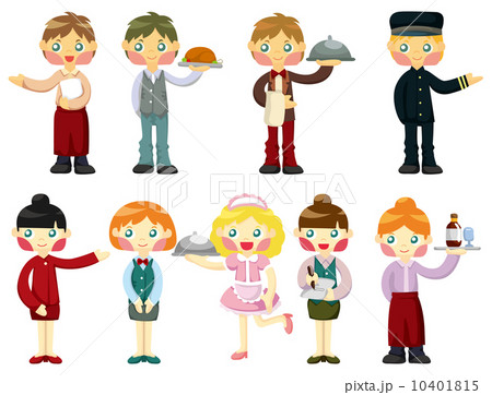 cartoon waiter and waitress icon cartoon waiter and waitress icon 10401815