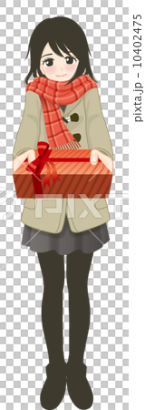 プレゼントを渡す女の子のイラスト素材