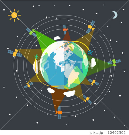 Flat design illustration of the Earth in space and satellites Flat design illustration of the Earth in space and satellites 10402502