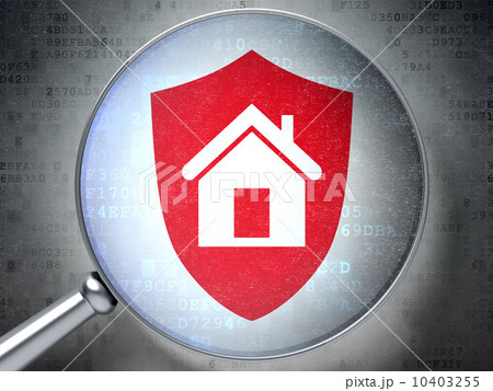 Safety concept:  Shield with optical glass on digital background 10403255