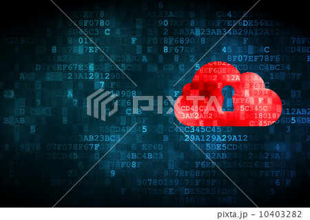 Cloud computing concept: Cloud Whis Keyhole on digital backgroun 10403282