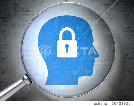 Finance concept: Head Whis Padlock with optical glass Finance concept: Head Whis Padlock with optical glass 10403636