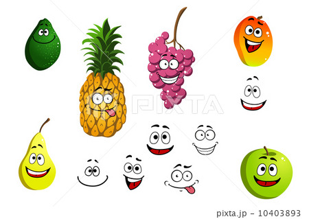 Apricot, pineapple, apple, pear, grape and lemon fruits 10403893