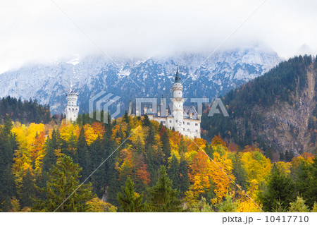 Neuschwanstein castle in Germany in autumn with clouds covering 10417710