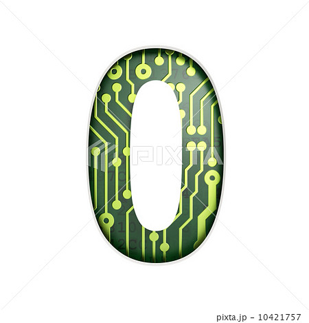 Electric curcuit board letters and numbers collection: 0 isolate Electric curcuit board letters and numbers collection: 0 isolate 10421757