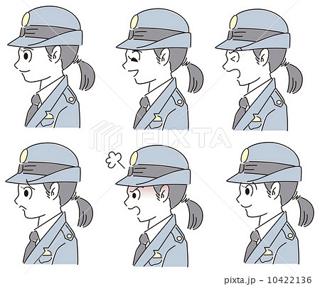 女性警察官の横顔アイコンのイラスト素材