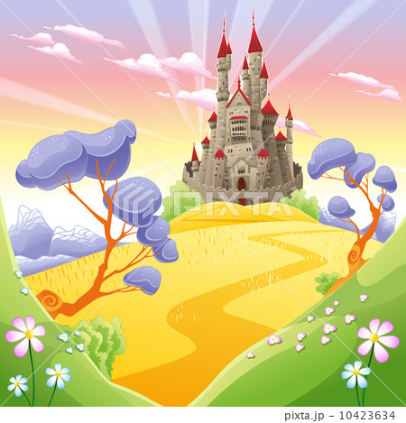 Mythological landscape with medieval castle. 10423634