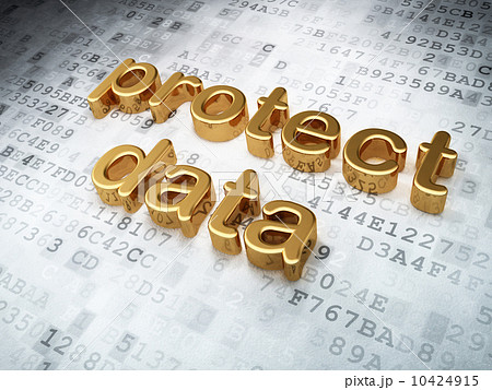 Security concept: golden protect data on digital background 10424915