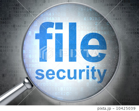 Magnifying optical glass with words file security on digital bac 10425039