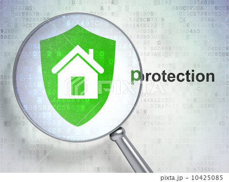 Magnifying glass with shield icon 10425085