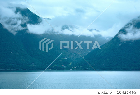 Fjord summer cloudy view (Norway) 10425465