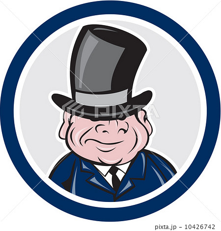 Man Wearing Top Hat Smiling Circle Cartoon Man Wearing Top Hat Smiling Circle Cartoon 10426742