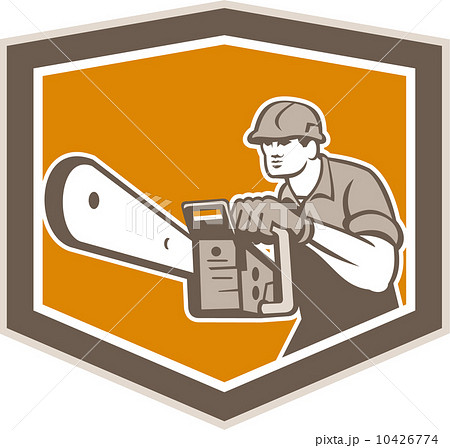 Arborist Lumberjack Operating Chainsaw Shield 10426774