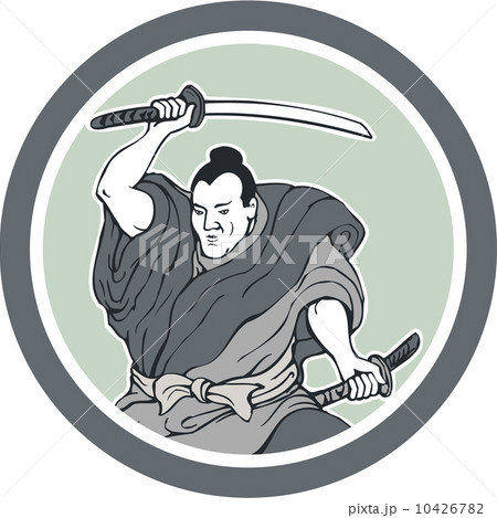 Samurai Warrior Wielding Katana Sword Circle Samurai Warrior Wielding Katana Sword Circle 10426782