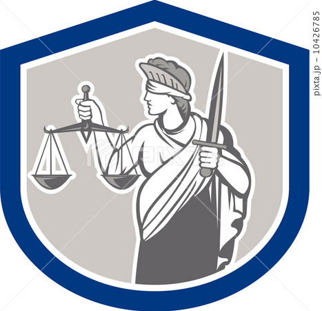 Lady Blindfolded Holding Scales Justice Sword Shield Lady Blindfolded Holding Scales Justice Sword Shield 10426785