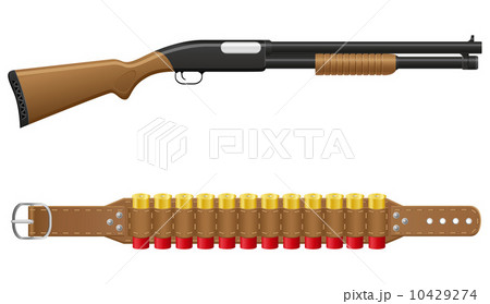 Shotgun And Shells In Bandoliers Vector のイラスト素材