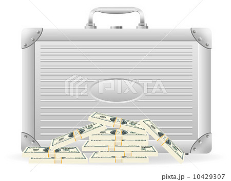 metallic briefcase with packed dollars vector illustration 10429307