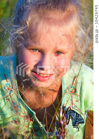 Girl portrait and butterfly 10429745