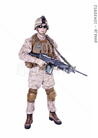US marine studio shot on white background 10430952