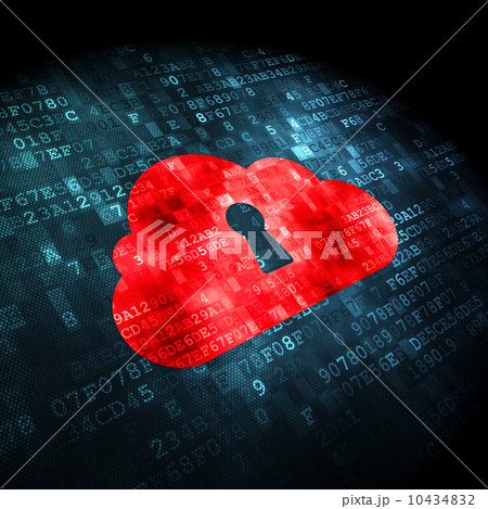 Cloud networking concept: Cloud With Keyhole on digital background Cloud networking concept: Cloud With Keyhole on digital background 10434832