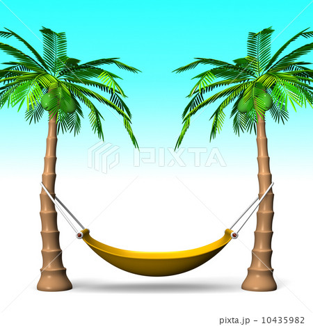 Hammock On Tall Palm Trees With Blue Background Hammock On Tall Palm Trees With Blue Background 10435982