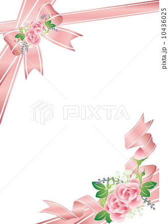 薔薇 リボン 枠のイラスト素材 10436025 Pixta