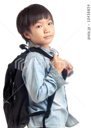 Asian boy with school backpack 10436854
