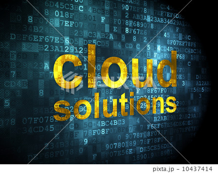 Cloud networking concept: Cloud Solutions on digital background 10437414