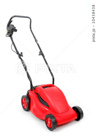 new red lawnmower on white background 10438438