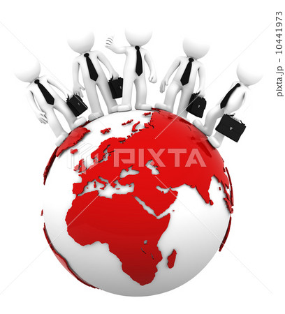 Business team on top of the globe. European and African side Business team on top of the globe. European and African side 10441973