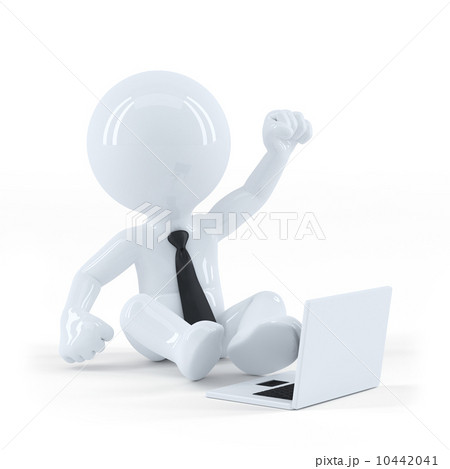 Business guy sitting and using a laptop 10442041