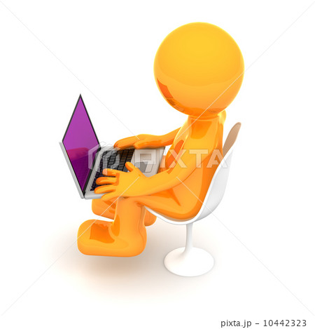 3d puppet working on laptop 10442323