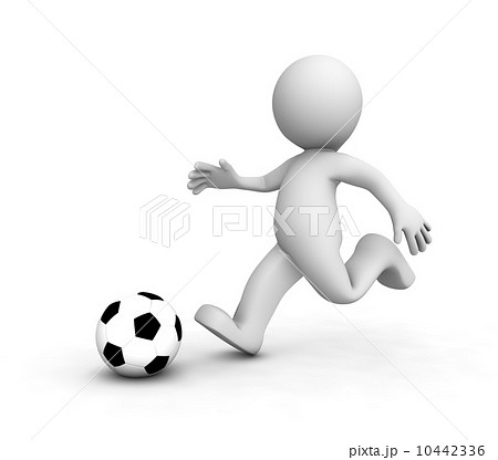 3D Soccer players running after the ball 10442336