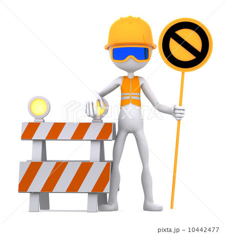 Construction worker with STOP sign 10442477