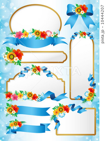 夏の花　リボン　枠 10444207