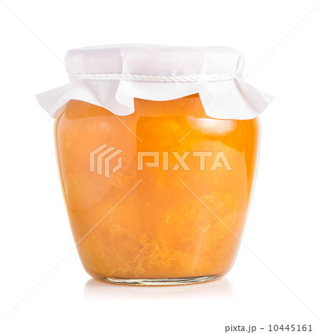 Jar of Apricot or peach jam isolated on white background Jar of Apricot or peach jam isolated on white background 10445161