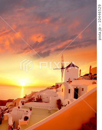 Windmills in Oia village,  Santorini island, Greece 10446529