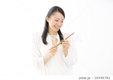 筆を持つ女性の写真素材