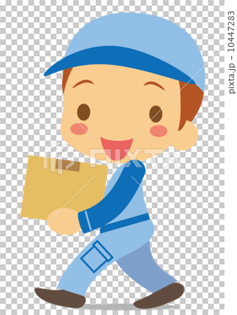 A worker carrying a cardboard box with a smile A worker carrying a cardboard box with a smile 10447283