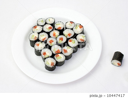 Sushi on plate in the shape of a heart 10447417