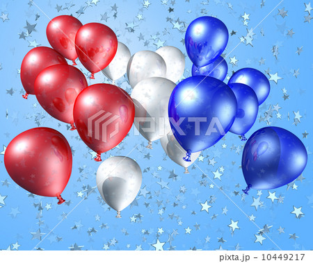Red, white and blue balloons on a starry background 10449217