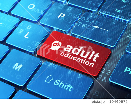 Education concept: Head With Gears and Adult Education on computer keyboard background Education concept: Head With Gears and Adult Education on computer keyboard background 10449672