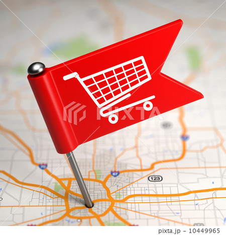 Shopping Concept - Small Flag on a Map Background. Shopping Concept - Small Flag on a Map Background. 10449965