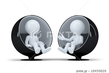People sit in a modern round chair facing each other and talk People sit in a modern round chair facing each other and talk 10450020