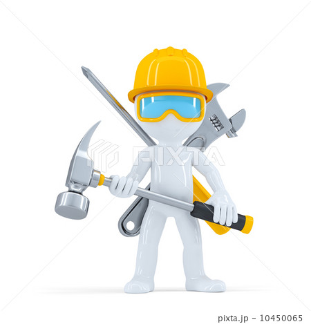 Construction worker/builder with hammer. 10450065