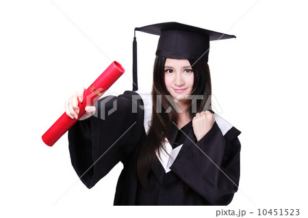 Happy graduate student girl with diploma 10451523